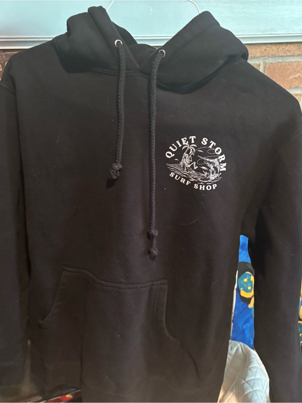 Quiet Storm Black Hoodie with White Surf Logo